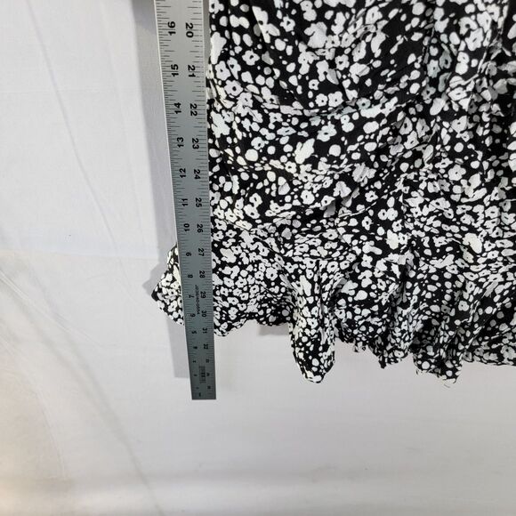 Zara Ruffle Viscose Ruched Mini Puff Sleeves Fit Flare Retro 70's Floral Dress - Picture 8 of 9